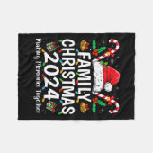 ファミリークリスマス2024マッチングスクワッドサンタ小妖精や小人おもしろい フリースブランケット (正面(横))