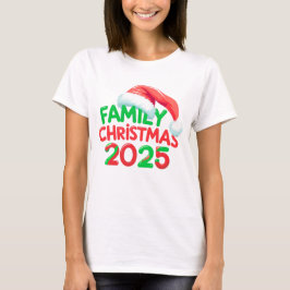 ファミリークリスマス2025サンタハットホリデーグループ Tシャツ