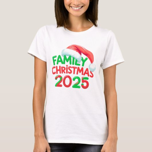ファミリークリスマス2025サンタハットホリデーグループ Tシャツ (正面)