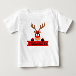 ファミリークリスマス バッファロープリント リンデブ ベビーTシャツ