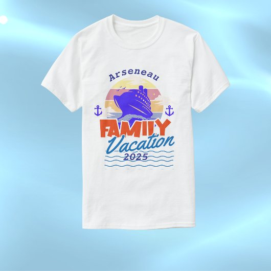 ファミリークルーズサンセットオレンジ/ブルーパーソナライズ Tシャツ