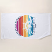 ファミリークルーズシップホイールレトロサンセット ビーチタオル (正面)