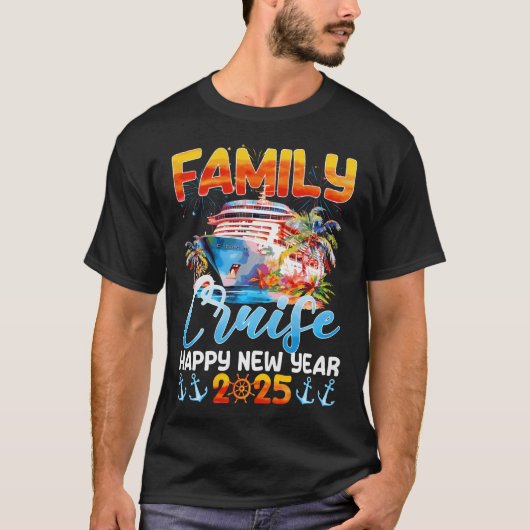 ファミリークルーズハッピーニューイヤー2025 Nye新年Ev Tシャツ (正面)