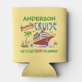 ファミリークルーズバカンスおもしろいシップ |名前をカスタムする 缶クーラー (裏面)