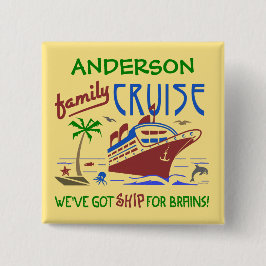 ファミリークルーズバカンスおもしろいシップ |名前をカスタムする 缶バッジ