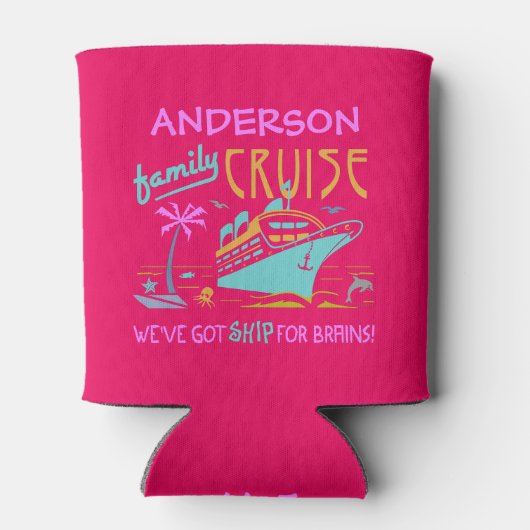 ファミリークルーズバカンスおもしろいシップ |名前をカスタムするV3 缶クーラー (裏面)