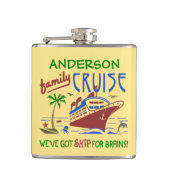 ファミリークルーズバケーションおもしろいシップ |名前をカスタムする フラスク (正面)