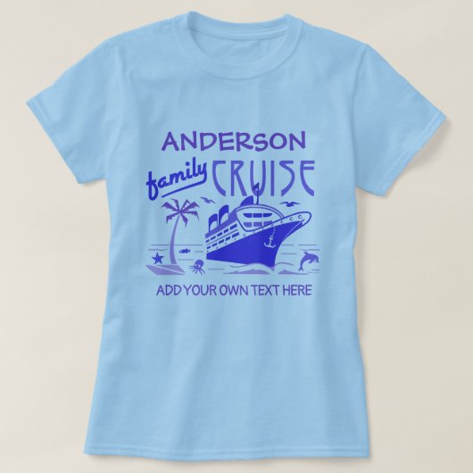 ファミリークルーズバケーションシップ名前をカスタムする+文字V4 Tシャツ (デザイン正面)