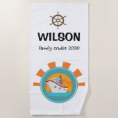 ファミリークルーズバケーショントラベルキープサケ ビーチタオル (正面)
