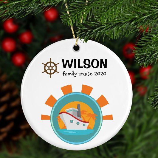 ファミリークルーズバケーショントラベルキープサークリスマス セラミックオーナメント