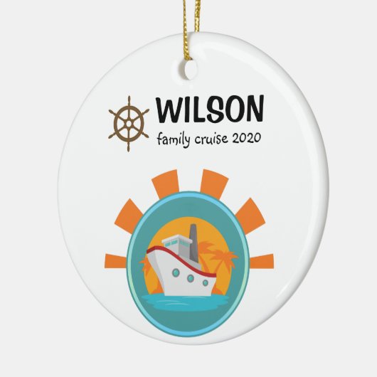 ファミリークルーズバケーショントラベルキープサークリスマス セラミックオーナメント (左)