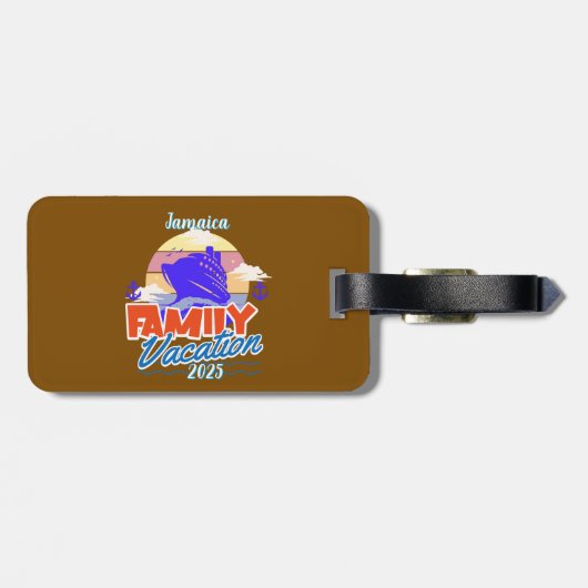 ファミリークルーズブラウン/ブルーバケーションパーソナライズ ラゲッジタグ (裏面横)