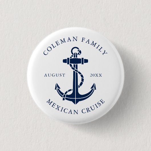ファミリークルーズ船 nautical アンカーカスタム 缶バッジ (正面)