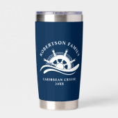 ファミリーク航海のルーズシップ車輪ネイビーブルー 保温保冷タンブラー (背面)