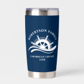 ファミリーク航海のルーズシップ車輪ネイビーブルー 保温保冷タンブラー (正面)