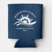 ファミリーク航海のルーズシップ車輪ネイビーブルー 缶クーラー (正面)