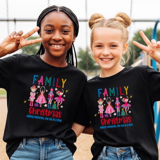 ファミリーグおもしろいリズムクリスマス、くるみ割りバレエ Tシャツ