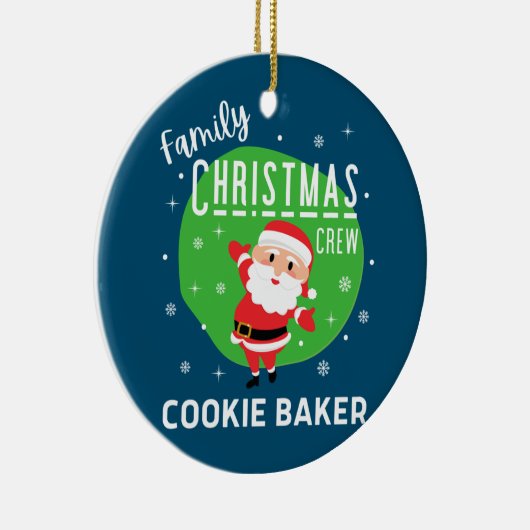 ファミリーグループクリスマスパーティーパジャマスクッキーベイカー セラミックオーナメント (右)