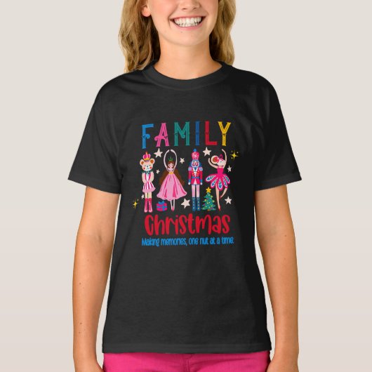 ファミリーグループ 面白い クリスマス 、くるみ割り人形バレエ Tシャツ (正面)