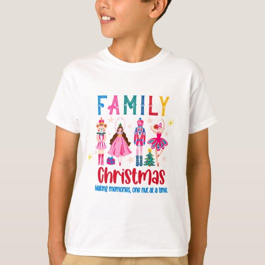 ファミリーグループ 面白い クリスマス クルミ割り人形 バレエ Tシャツ (正面)