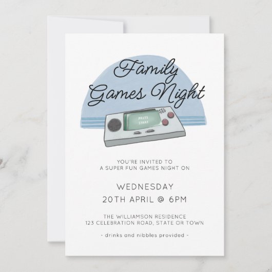 ファミリーゲームナイトゲームコンソールゲーマー 招待状 (正面)
