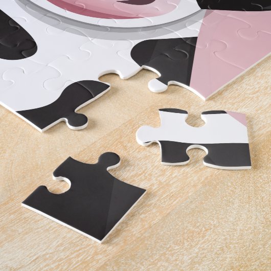ファミリーゲームナイトネームピンクブラック牛 ジグソーパズル (側面)