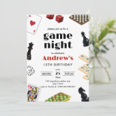 ファミリーゲームナイト招待状、ボードゲーム誕生日 招待状 (スタンド正面)