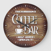 ファミリーコーヒーバー パーソナライズされた ラージ壁時計 (正面)