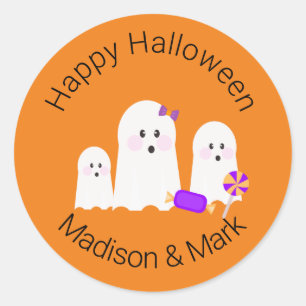 ファミリーゴーストとキャンディー ハロウィン プレゼント ラウンドシール