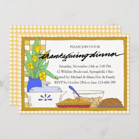 ファミリーサンクスギビングディナー招待状 招待状 (正面/裏面)