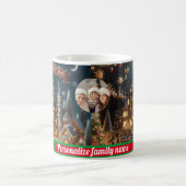 ファミリーサンタクロースカラフルクリスマス コーヒーマグカップ (中央)