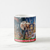 ファミリーサンタクロースカラフルクリスマス コーヒーマグカップ (中央)