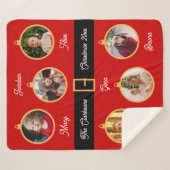 ファミリーサンタベルカスタムト写真ホリデー シェルパブランケット (正面(横))