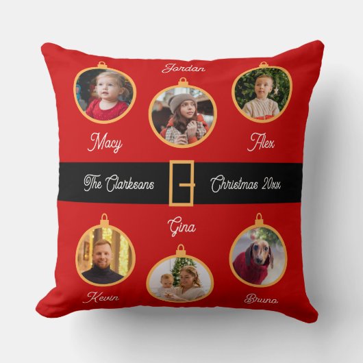 ファミリーサンタベルトカスタムクリスマスホリデー クッション (正面)