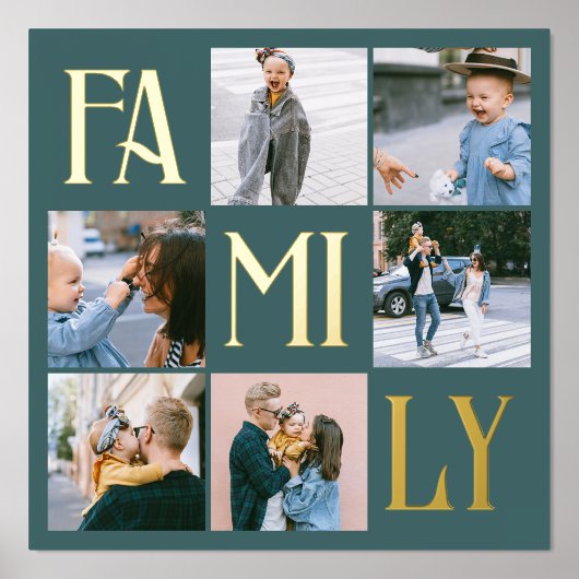 ファミリーシック数々のフォトティール（緑がかった色） 箔ポスター (正面)
