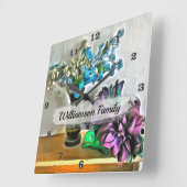 ファミリーシルク&コーンフスク花2190 スクエア壁時計 (傾斜)