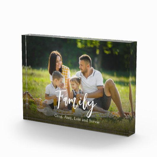 ファミリーシンプルタイポグラフィパーソナライズされた フォトブロック (右)