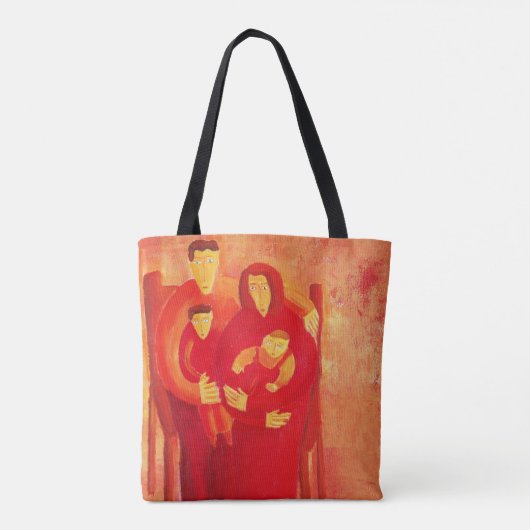 ファミリーシーコンテンポラリートアートポートレート絵画ズ トートバッグ (裏面)