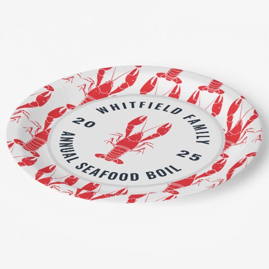 ファミリーシーフードボイルパーソナライズされたロブスター ペーパープレート (アングル)