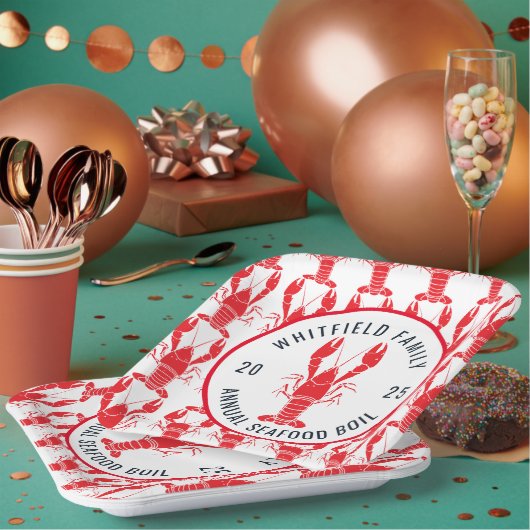 ファミリーシーフードロブスターボイルサマーパーティー ペーパープレート (複数)