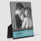 ファミリージグザグシェブロンモダン写真パーソナライズされた フォトプラーク (側面)