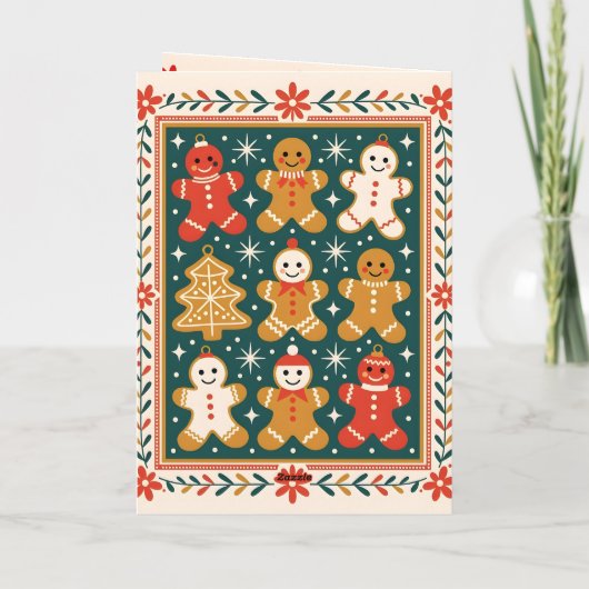 ファミリージンジャーブレッドマンメリークリスマスホリデイ カード (裏面)