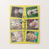 ファミリースクリプトハートイエローフォトコラージュ ジグソーパズル (縦)