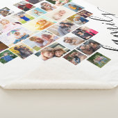 ファミリースクリプトハート型フォトコラージュホワイト シェルパブランケット (3/4)