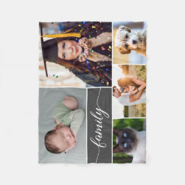 ファミリースクリプト複数の写真コラージュ フリースブランケット