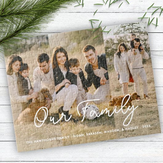 ファミリースタイリッシュフォトコラージスクリプトタイポグラフィ ジグソーパズル