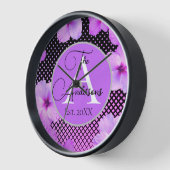 ファミリースタイリッシュ名ピンクハイビスカス 壁時計 (傾斜)