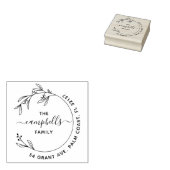 ファミリースタイリッシュ差出人住所植物手描き ラバースタンプ (押印)