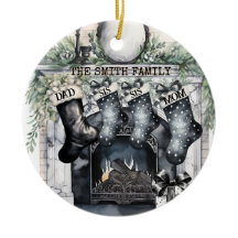 ファミリーストッキングパーソナライズされたクリスマスオーナメント