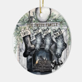 ファミリーストッキングパーソナライズされたクリスマスオーナメント セラミックオーナメント (左)